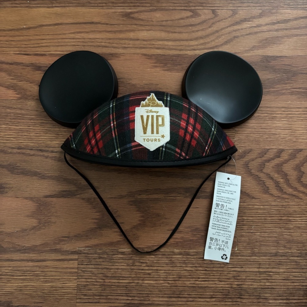 Disney VIP Tours plaid Mickey Mouse ear hat